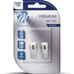 Blisteris 2 vnt. LED LB014 W W5W T10 12V balti plokšti su metaline apdaila