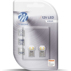 Blisteris 2 vnt. LED LB017W W5W 4xSMD3528 T10 12V 0.32W balti