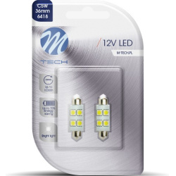 Blisteris 2 vnt. LED LB072W C5W 11x36mm 12V 1.36W 4 SMD5050 balti diodai