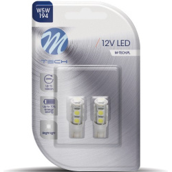 Blisteris 2 vnt. LED LB058W W5W T10 12V max 2.16W balti 9 SMD5050 diodai