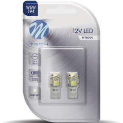 Blisteris 2 vnt. LB054W T10 W5W 12V 5LED SMD5050 balti 1.2W