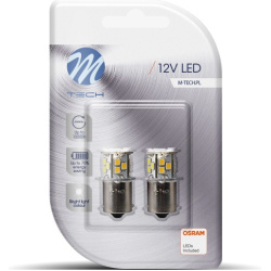 Blisteris 2 vnt. LED BA15s G18 21xSMD2835 12V baltos R5W